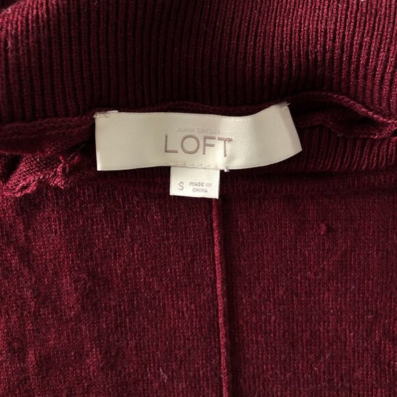 LOFT Ann Taylor Womens S Burgundy Red Turtleneck Long Sleeve Pullover Sweater - Picture 4 of 6